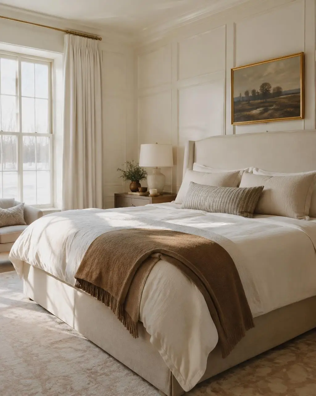 Design inspiration: a serene bedroom with soft white paneled walls